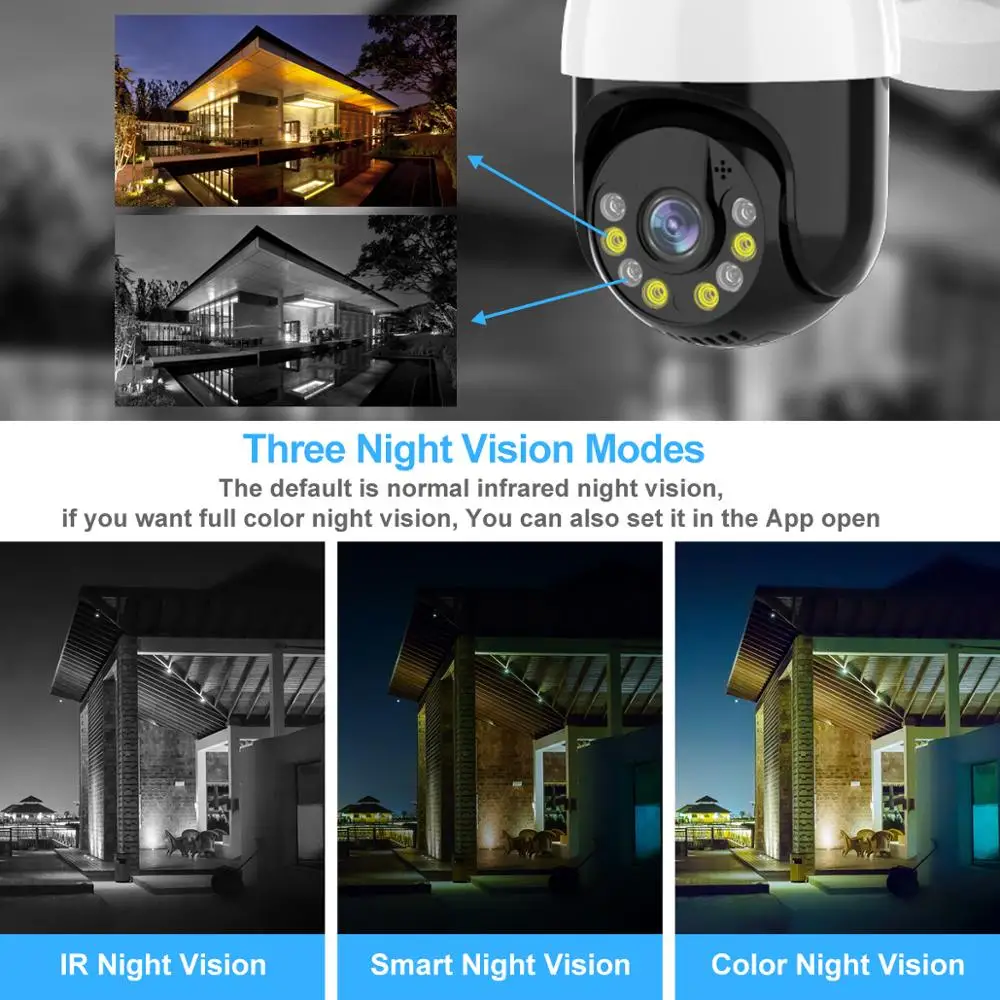 Noite ao ar livre Full Color Câmera IP Sem Fio, 5MP, PTZ, WiFi, IP, Zoom Digital de 4X, Câmera CCTV, H.265, Segurança P2P, Áudio Bidirecional, Segurança Superior