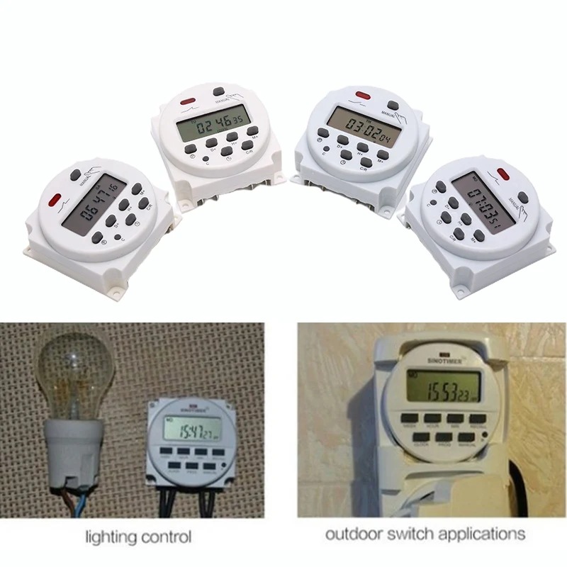 

CN101A 12V 24V 110V 240V Digital LCD Power Timer Programmable Time Switch Alarm Clock Light Timer Switch Relay