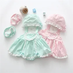 Summer Newborn Baby Girl Dress Sleeveless Cute Lace Girls Dresses & Hat Princess Infant Outfits