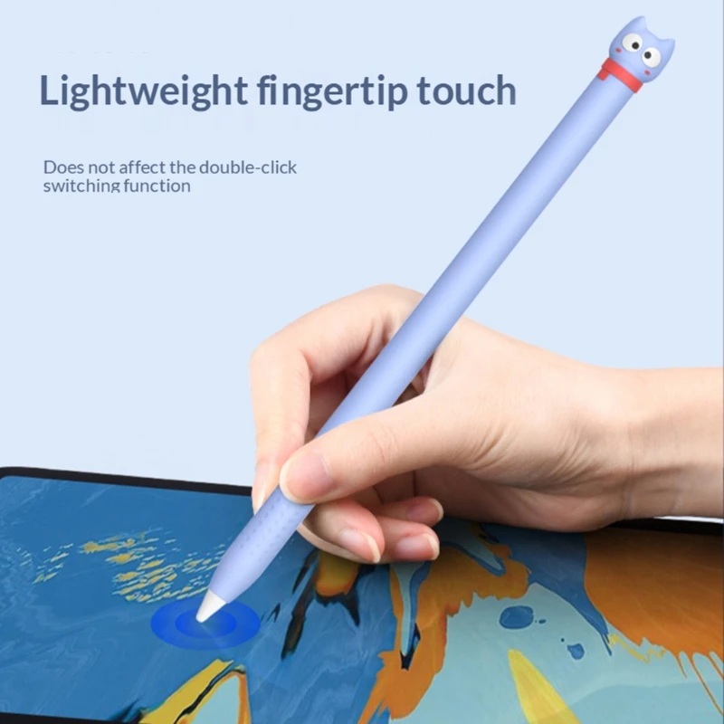 Pencil Case for Apple Pencil 1 2 Silicone Cat Cartoon Kawaii Shockproof Soft Protective Cover for 2/1 Touch Pen Stylus