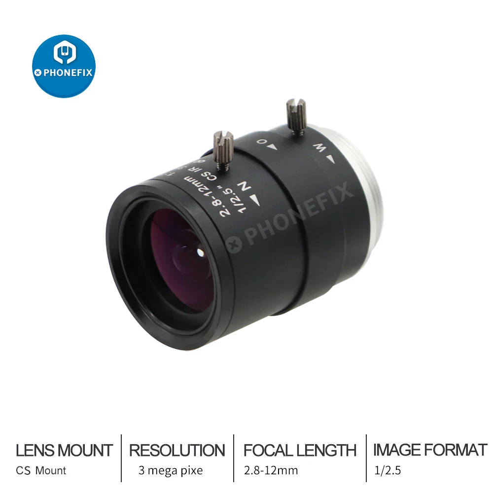 

2.8-12mm Megapixel CCTV Lens 1/2.5" F1.4 Manual Varifocal CS Mount Lens for Security IP Camera Industrial Machine Vision Imaging