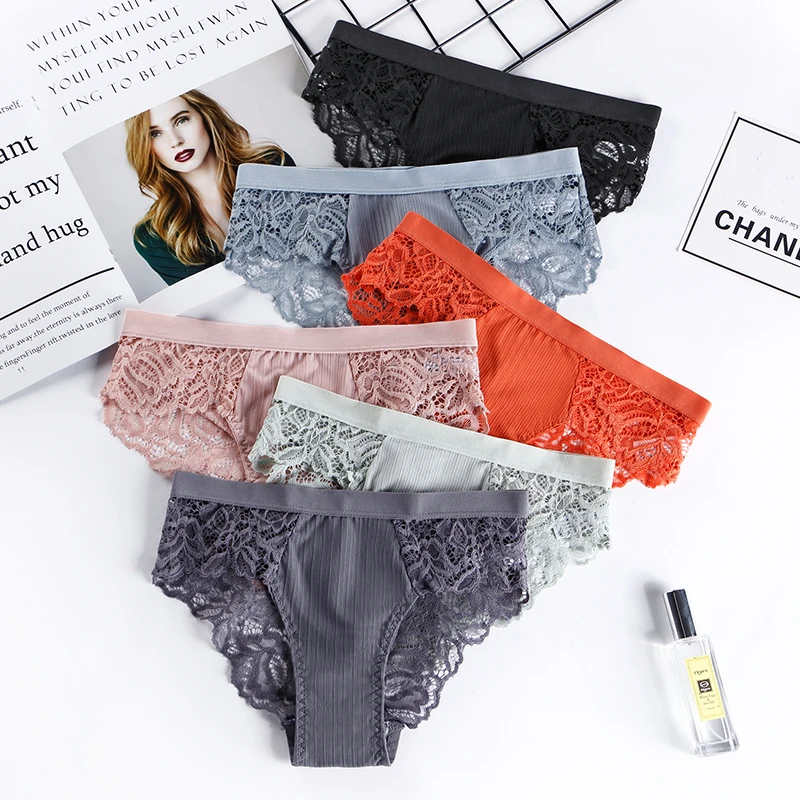 BANNIROU 1Pcs Low-Rise Briefs Panties For Women Underwear With Soft Lace Female Underwear Solid Panties