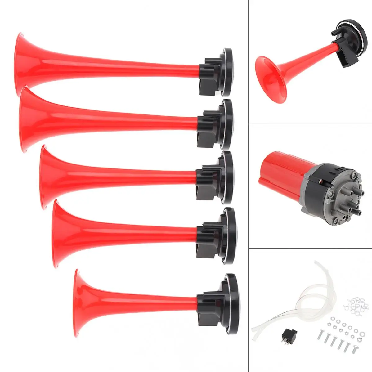 

125dB 5 DIXIE Musical Air Horn Compressor Set Dukes of Hazzard with Air Tubing Fit for General Car Truck Boat Train