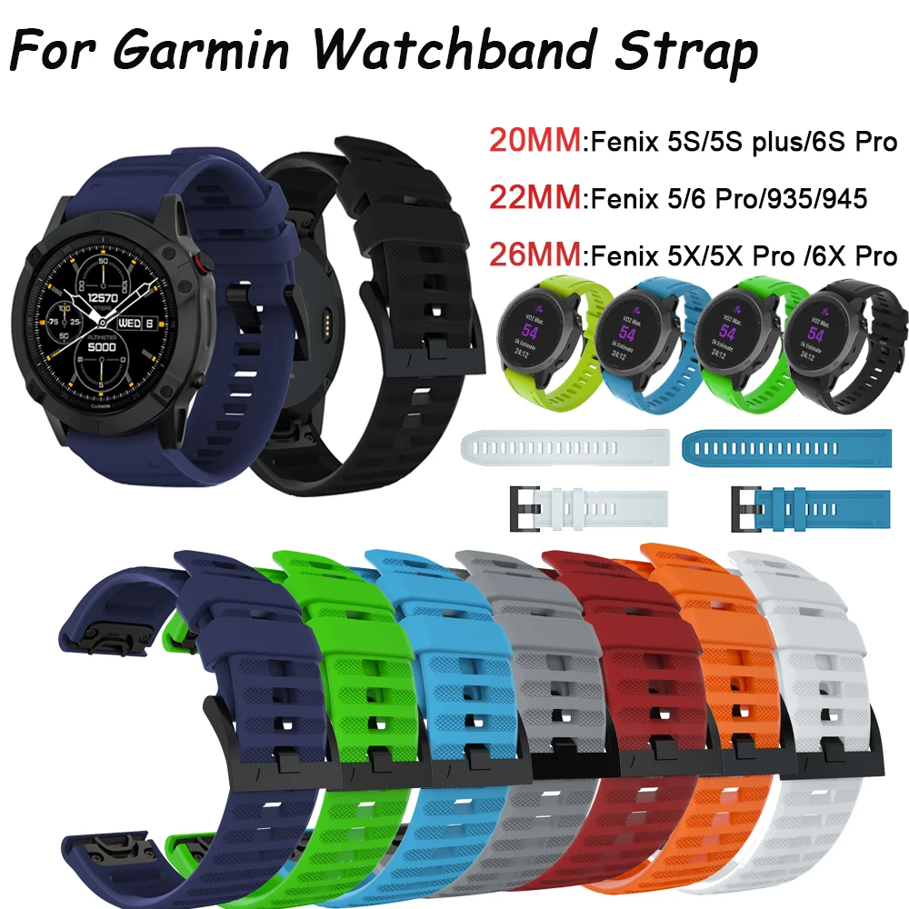 

26 22 20mm Silicone Quick Release Watchband Smartwatch Easyfit Wrist Band Bracelet For Garmin Fenix 7X 7 6 6X Pro 5 5X Plus 3 HR