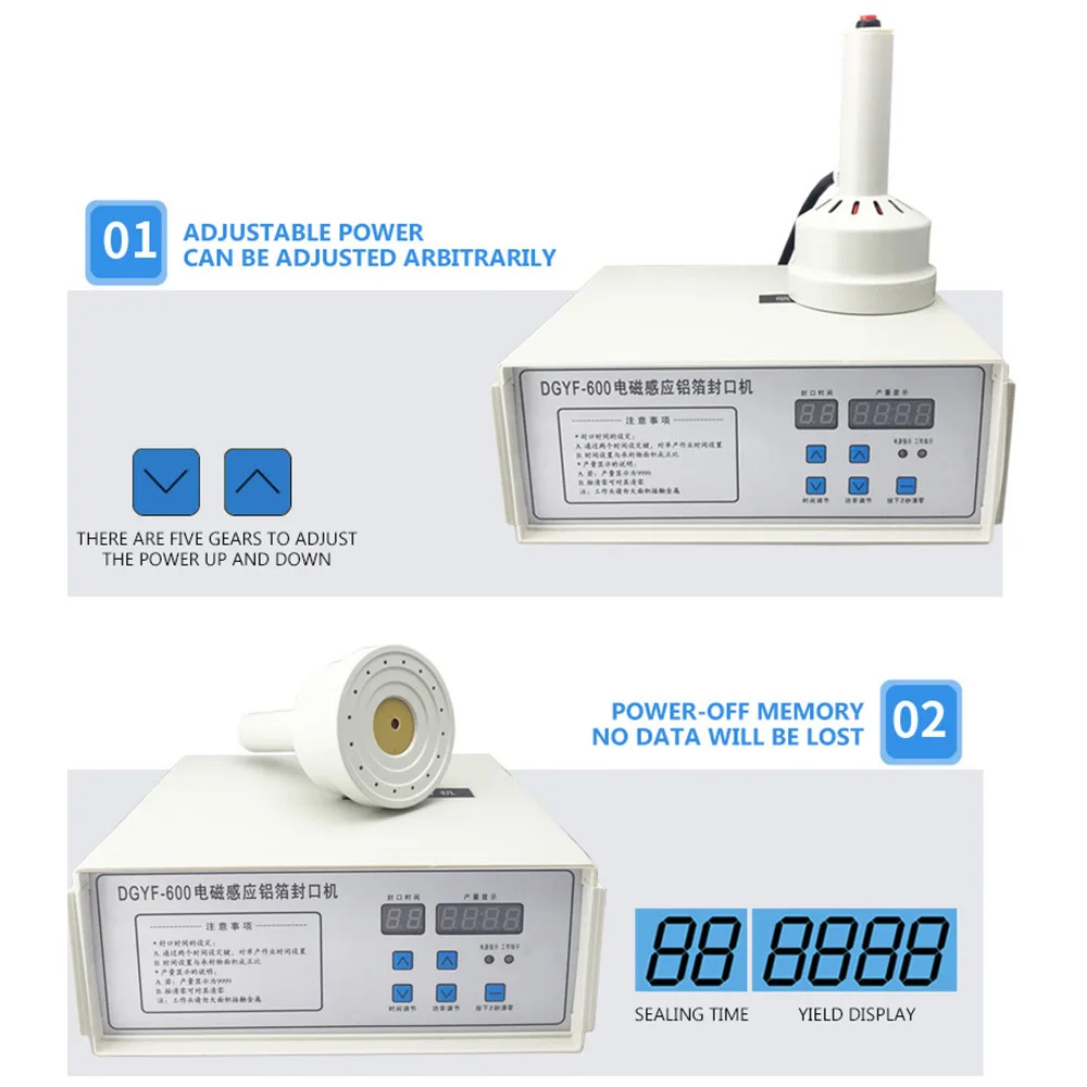 Máquina de sellado de inducción electromagnética de mano, sellador de tapas de botellas de plástico, máquina de embalaje de tapas de papel de aluminio al vacío