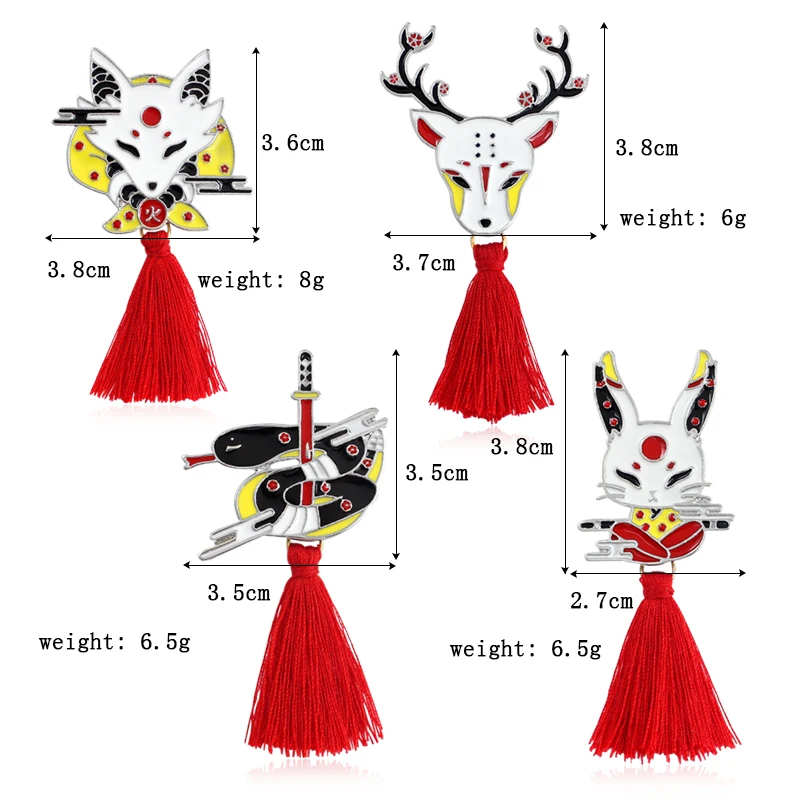 만화 동물 긴 프린지 배지 폭스 토끼 사슴 뱀 금속 에나멜 브로치 팬 랜턴 핀 유행 보석 행운의 선물 친구