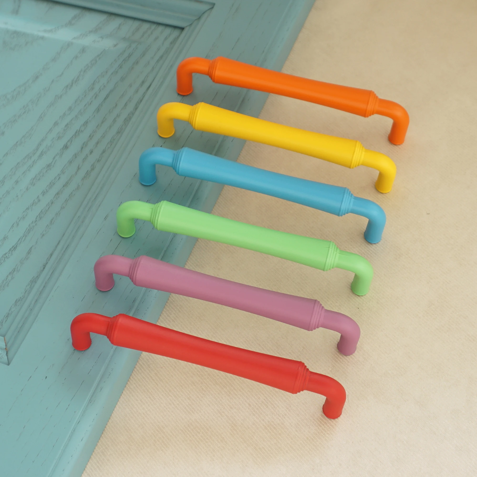 Modern Simple Furniture Handles Multi Color Wardrobe Pulls Kitchen Cupboard Door Handles Zinc Alloy Cabinet Hardware 128mm Hole