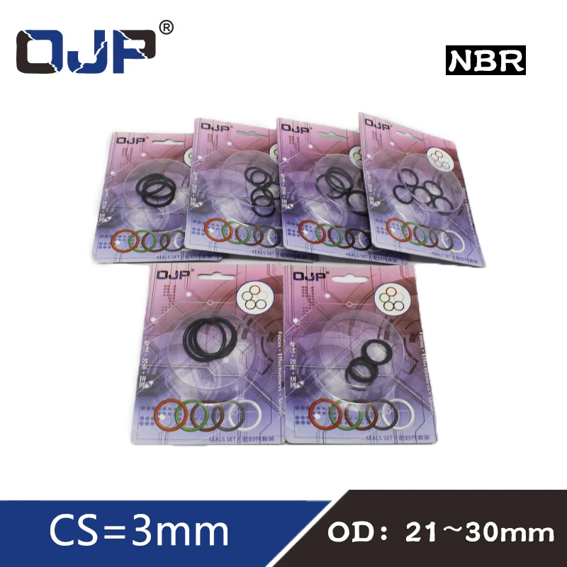 

O-ring Waterproof NBR seal O ring Boxed nitrile rubber Gask thickness CS 3mm OD 21/22/23/24/25/26/27/28/29/30mm