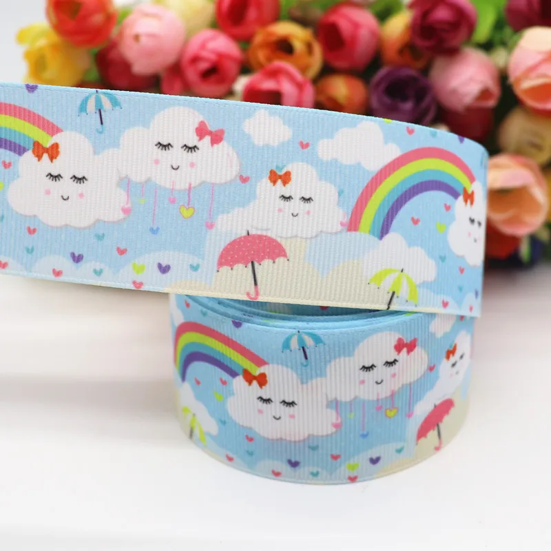 10 Yards 1,5'' (38MM) Regenbogen-, Wolken-Bedruckte Grosgrain-Bänder für Haarschleifen DIY Handarbeitsmaterialien Y19082301 – Detail 7