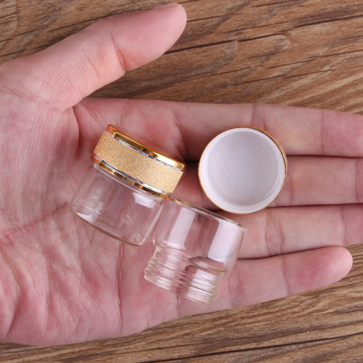 24 pieces 10ml 30*30mm Glass Bottles with Golden Frosted Caps Transparent Glass Perfume Bottle Spice Bottles Spice Jars