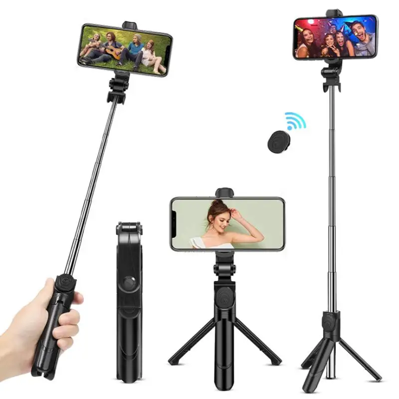 

Wireless Bluetooth Tripod Selfie Stick Horizontal and Vertical Shooting Phone Stand Live Mobile Selfie with Remote Selfie Sticks