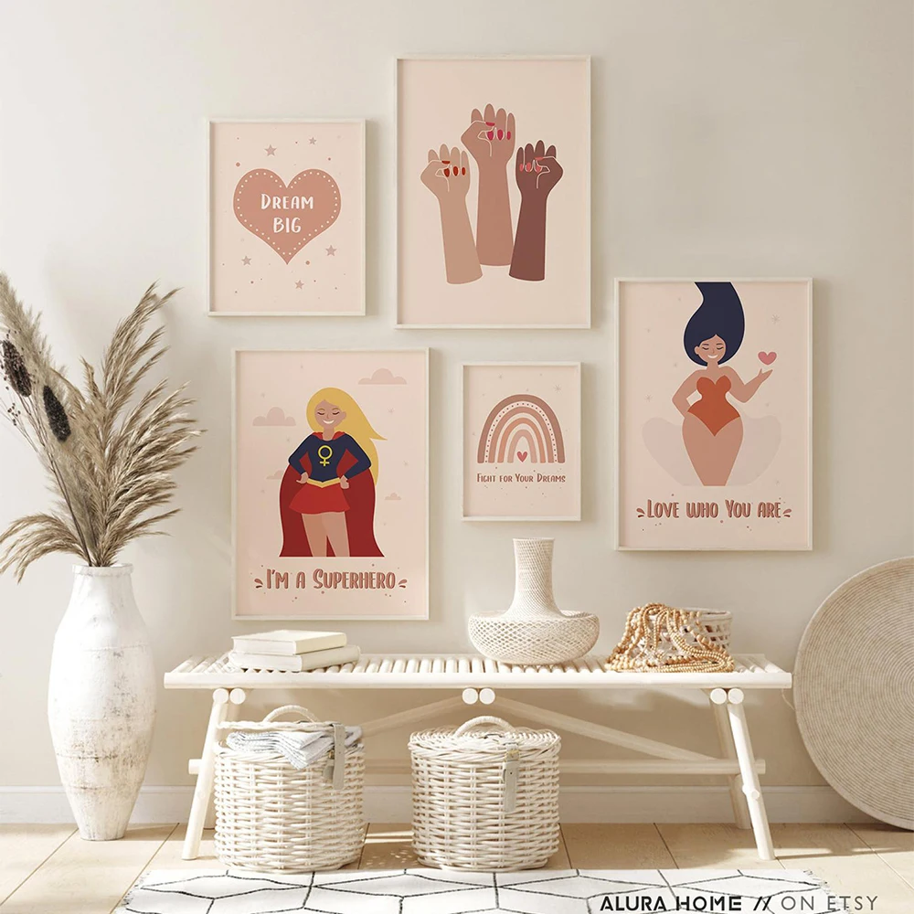 Feminist Poster Girl Power Art Prints Girls Gift Empowered Women Modern Wall Art Canvas Painting Picture Woman Room Wall Decor