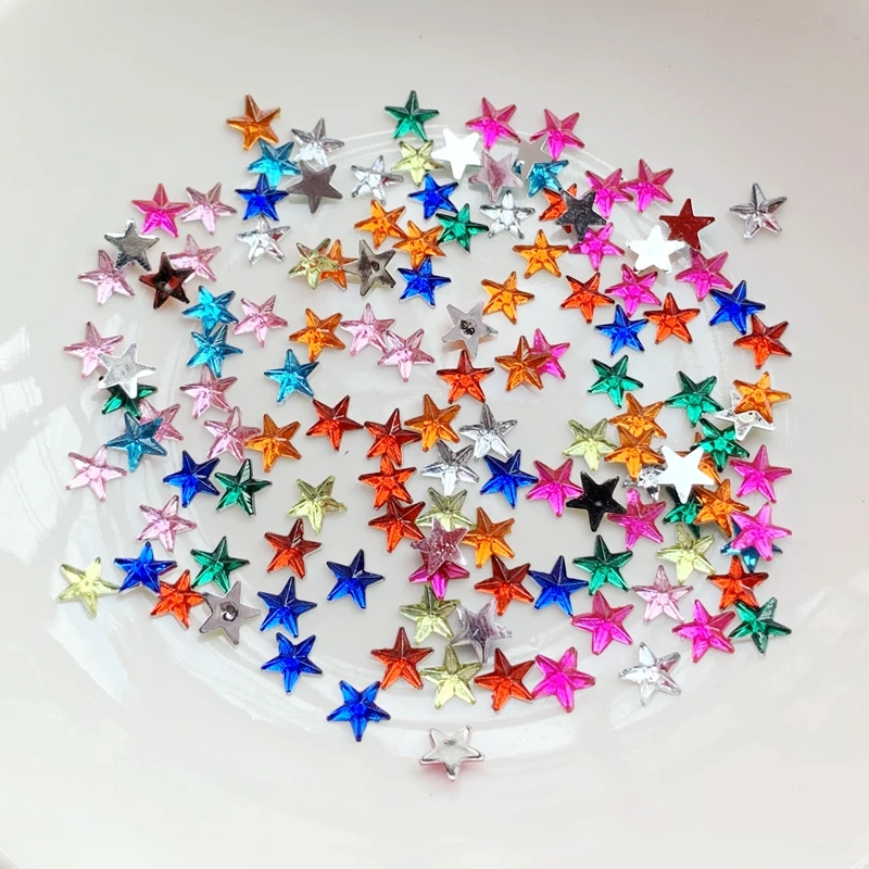 6mm sparkling five-pointed star acrylic flatback DIY jewelry making accessories nail art decorations nail rhinestones 500pcs/lot