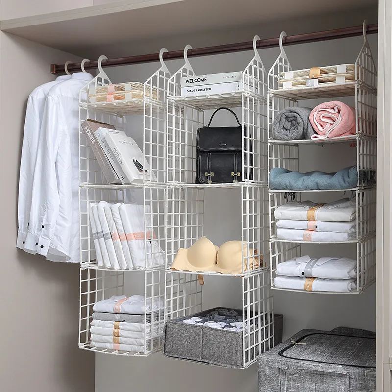 Storage rack wardrobe hierarchical storage rack dormitory hanging bag hanging multi-storey wardrobe underwear storage rack