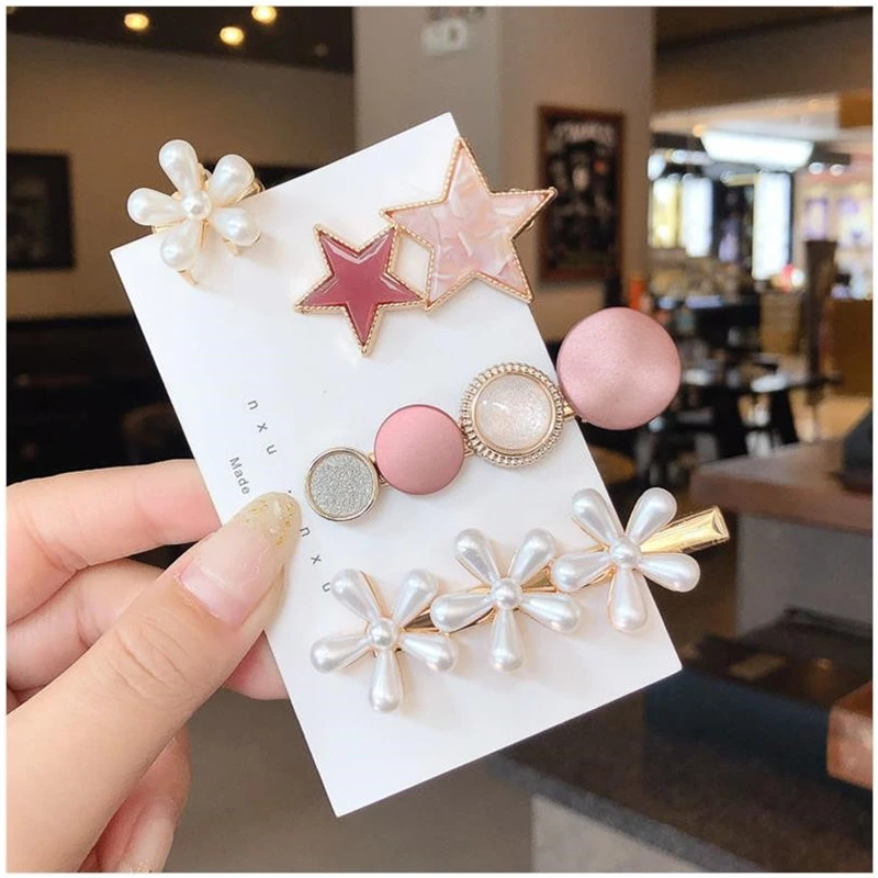 Fashion Hair Pins Side Clip Set Sweet Acrylic Waterdrop Hair Barrettes For Women Girls Korean Geometric Hair Accessories Jewelry