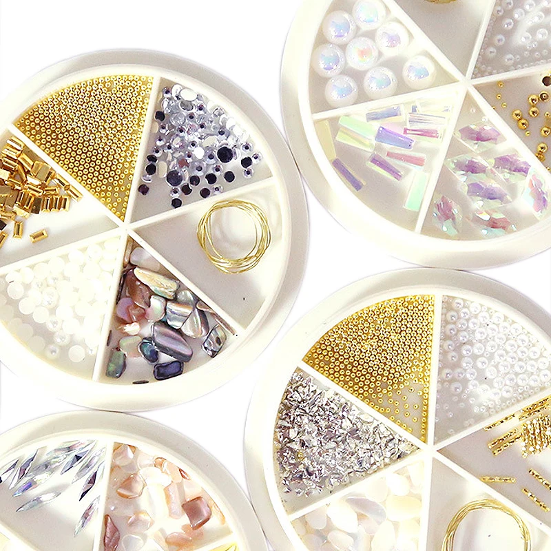 Mixed Color Chameleon Stone Nail Rhinestone Cavair Glitter Nails Pearl Beads 3D Nail Art Decoration In Wheel Accessories