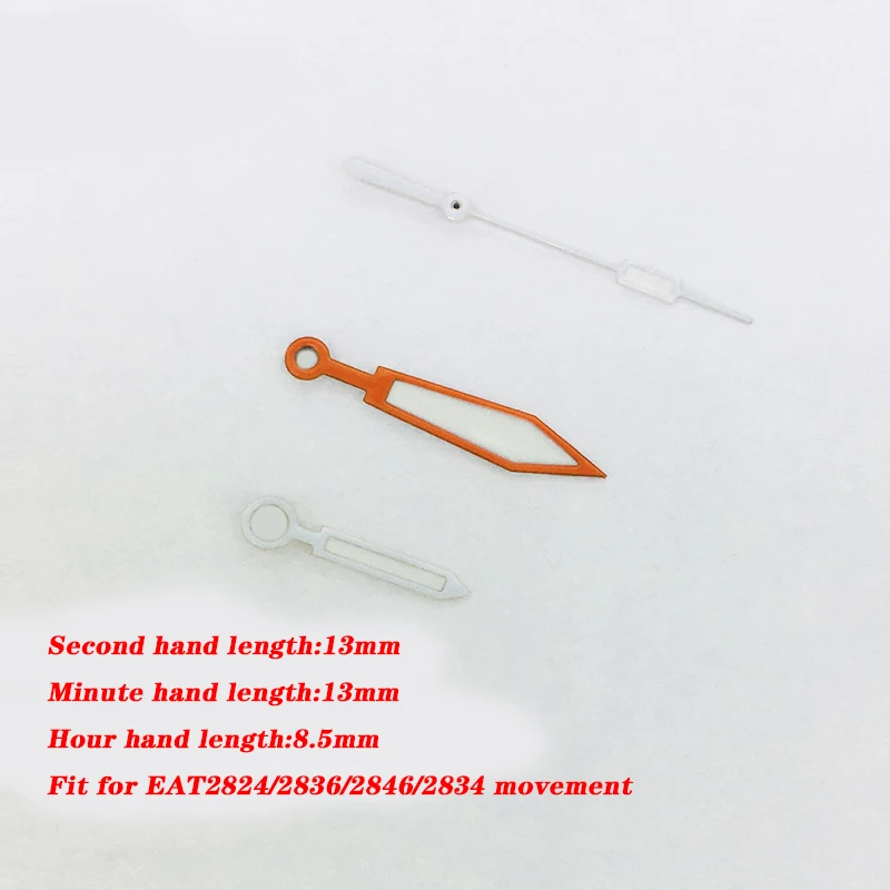 Three Watch Hands Spare Parts Orange Color Fit For EAT2824/2836/2846/2834 Movement Watch Luminous Accessories