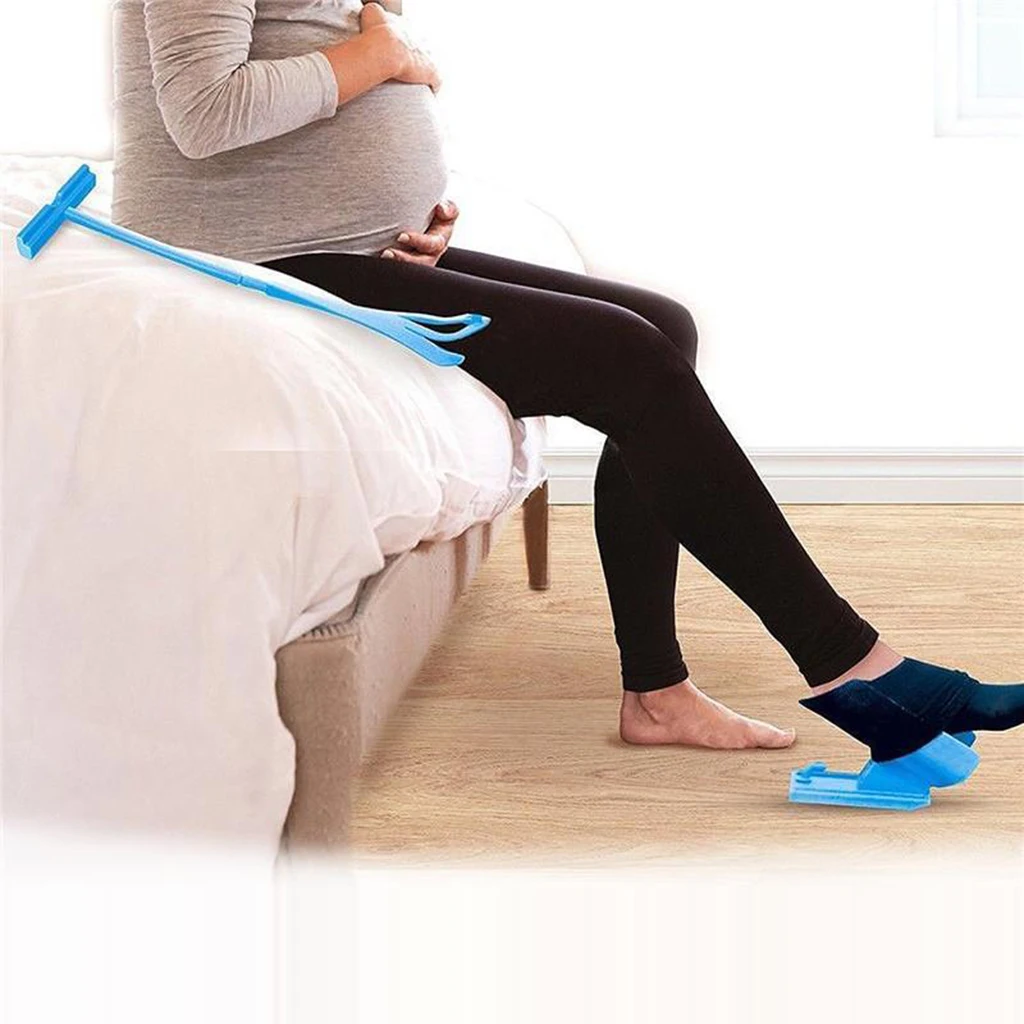 1pcs Sock Slider Aid Blue Helper Kit No Bending Shoe Horn Suitable For Socks Foot Brace Support Helps Put Socks On Off