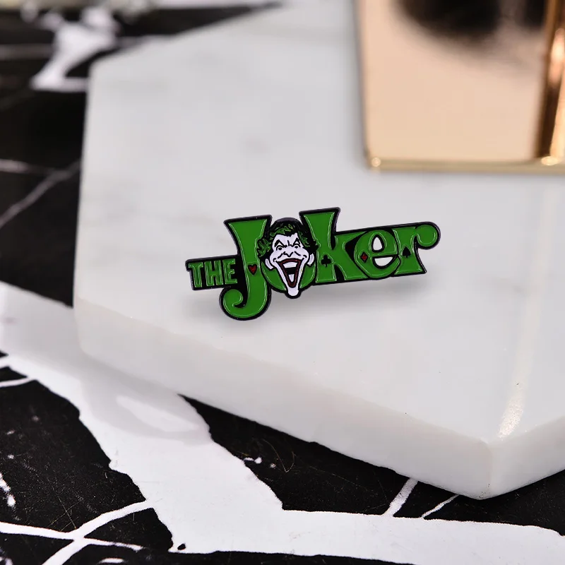 The Joker Name Logo Badge happy face clown Pin Brooch movie aesthetic decor