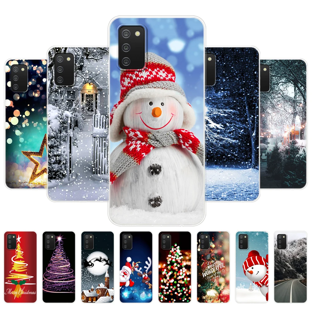 For Samsung A02s Case 6.5inch Back Phone Cover For Samsung Galaxy A02s SM-A025F a025 Coque winter christmas snow tree new year