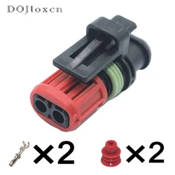 1 Set 2 Pin Tyco 1337245-3 Electrical Waterproof Black Connectors For Volvo Excavator EC210 EC360 EC480 Lnjector