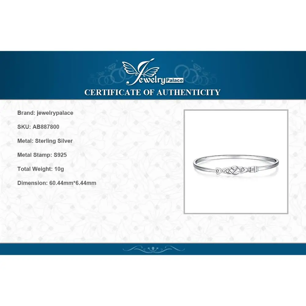 JewelryPalace Irish Celtic Knot 925 Sterling Silver Bangles Bracelet for Women Fashion Trendy Vintage Love Fine Female Bracelet