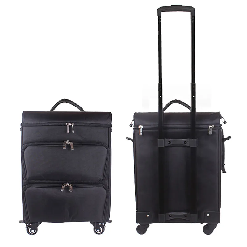 Women Makeup Artist Manicure Hairdresser Cosmetic Barber Suitcase Vintage Canvas Beauty Case Storage Trolley Case Customized