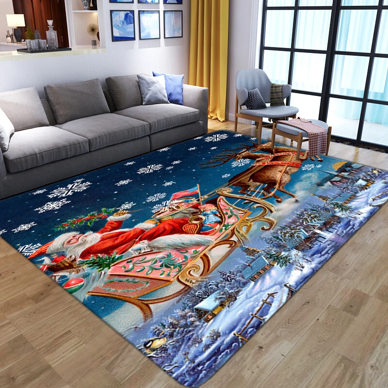 

Christmas 3D Pattern Carpets for Living Room Bedroom Area Rugs Child Play Rug Kids Room Game Mat Xmas Home Decoration Big Carpet