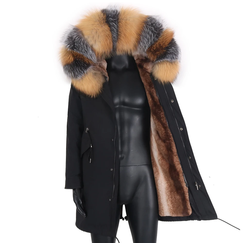 

7XL Waterproof Parka Real Fur Coat Winter Jacket Women Natural Raccoon Fur Collar Faux Mink Liner warm thick streetwear outwea