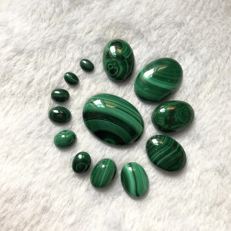 100% Natural Malachite Bead Cabochon 5x7,8x10,10x14 12x16,13x18,18x25,22x30mm Oval Gem Stone Jewelry Cabochon Ring Face,2pcs/lot