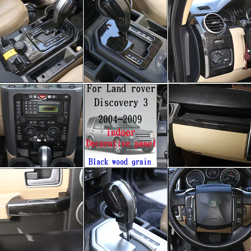 Black Wood Grain Car Modification For Land Rover Discovery 3 LR3 2004-2009 Car Interior Frame Decoration Sticker Car Accessories