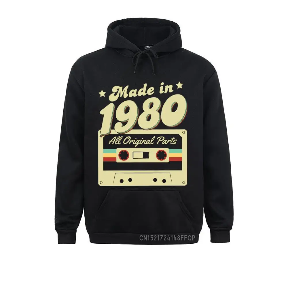 Men Hoodies Made In 1980 40th Birthday 40 Years Old School Retro 80s Pullover Anniversary Warm Unique Sweatshirt Gift Idea