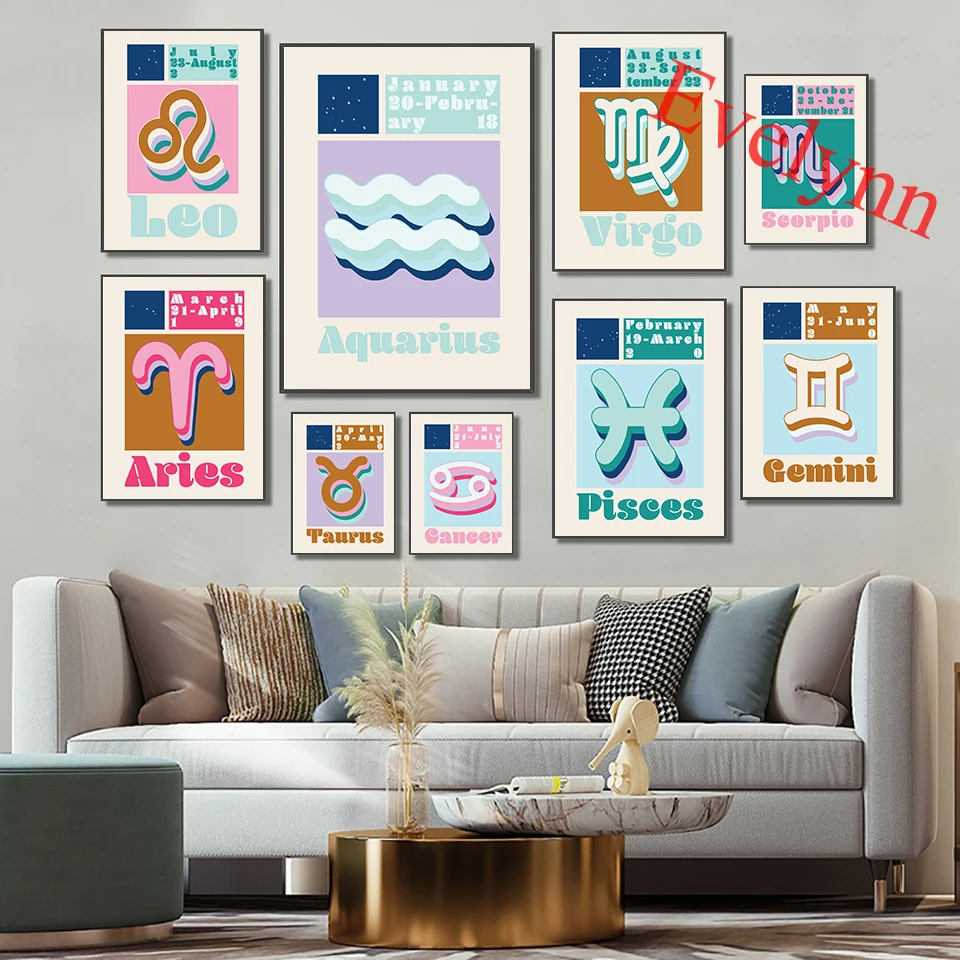 

Gemini Aries Sagittarius Sign Scorpio Cancer Leo Libra Virgo Aquarius 12 Zodiac Signs Posters Wall Art Prints Home Decor Canvas