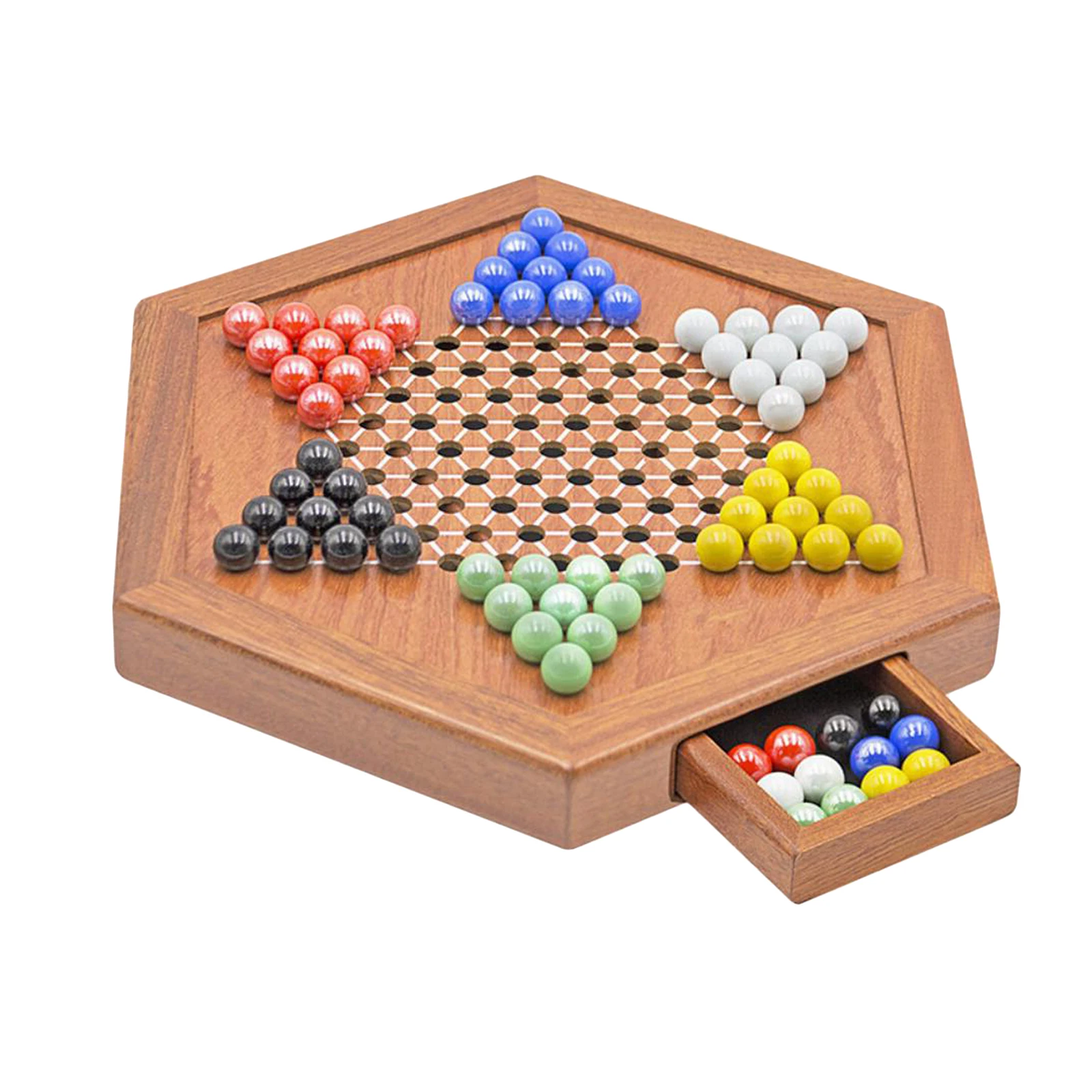 Traditional Chinese Checkers with Drawers Board Game Fine Party Fun Set