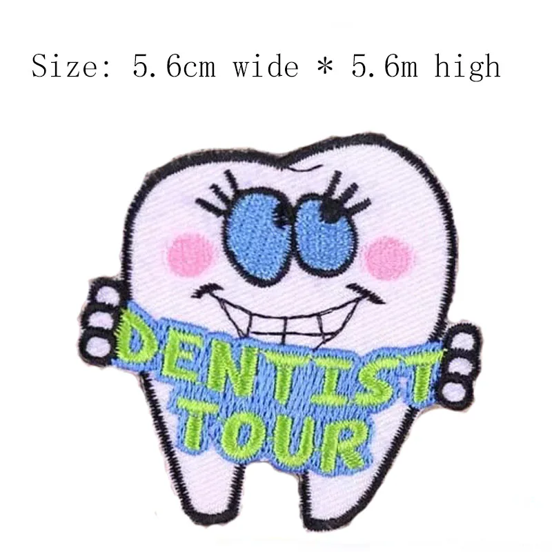 Free Shipping 1pc Dentist Tour 5.6cm Wide Iron On Sew On For Left Chest/Appliqué/Craft/Decorattion/Hot Cut/Doctor/Blue Eye/Tooth