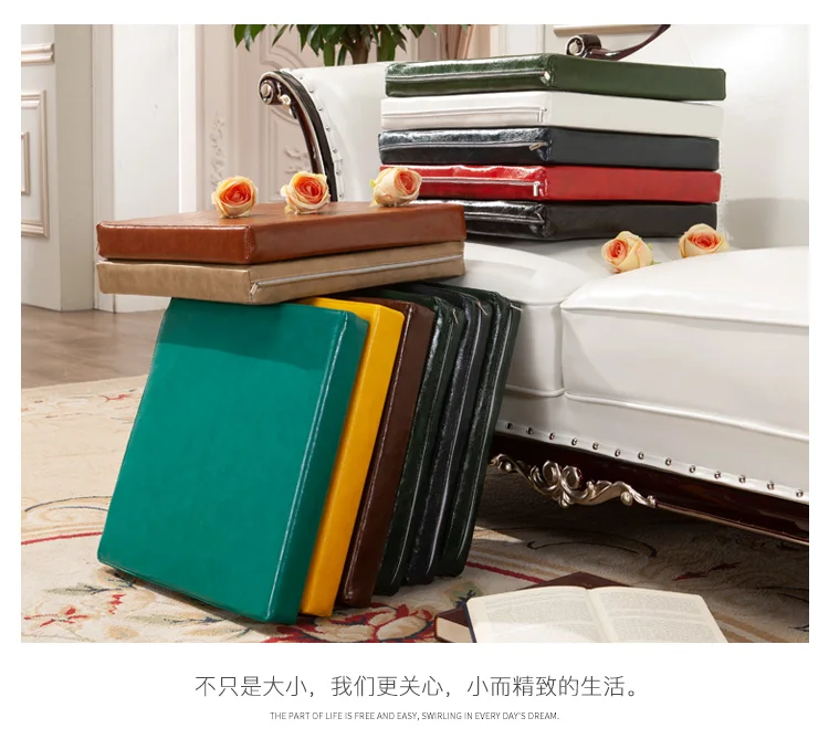Waterproof Leather 45D Sponge Cushion, Chair Bench Bay Window Sill, Oil Wax PU Seat Cushion
