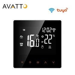 AVATTO-Tuya WiFi Smart ThermoandreTemperature Contrmatérielle, Electric Floor Heating,Water and Gas Bomicrophone, Voice Work for Google Home