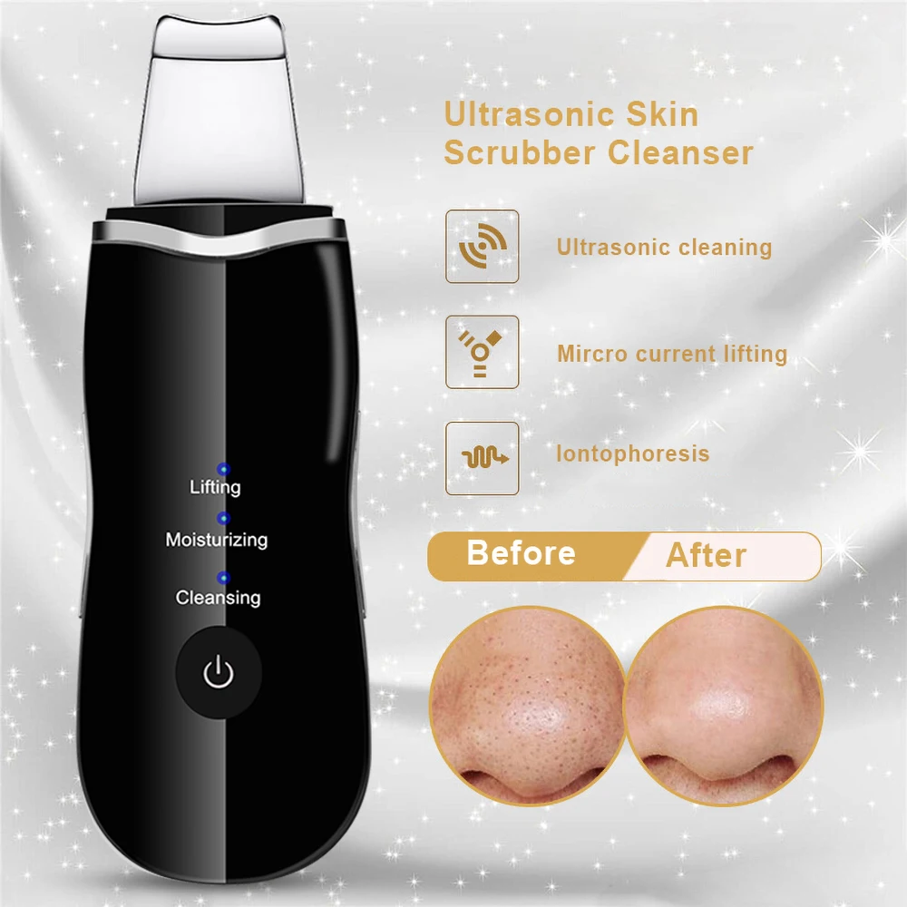 Ultrasonic Skin Scrubber Deep Face Cleaning Machine Peeling Shovel Facial Pore Cleaner Face Skin Scrubber Lift Machine Beauty