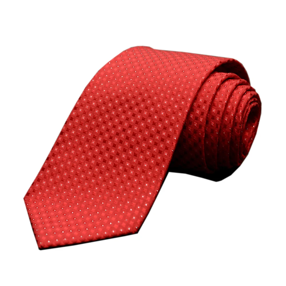 2019 New Mens Business Tie Formal Red Plaid Jacquard Weave Wedding Necktie 8CM Classic Corbata Gravata Marriage Accessories