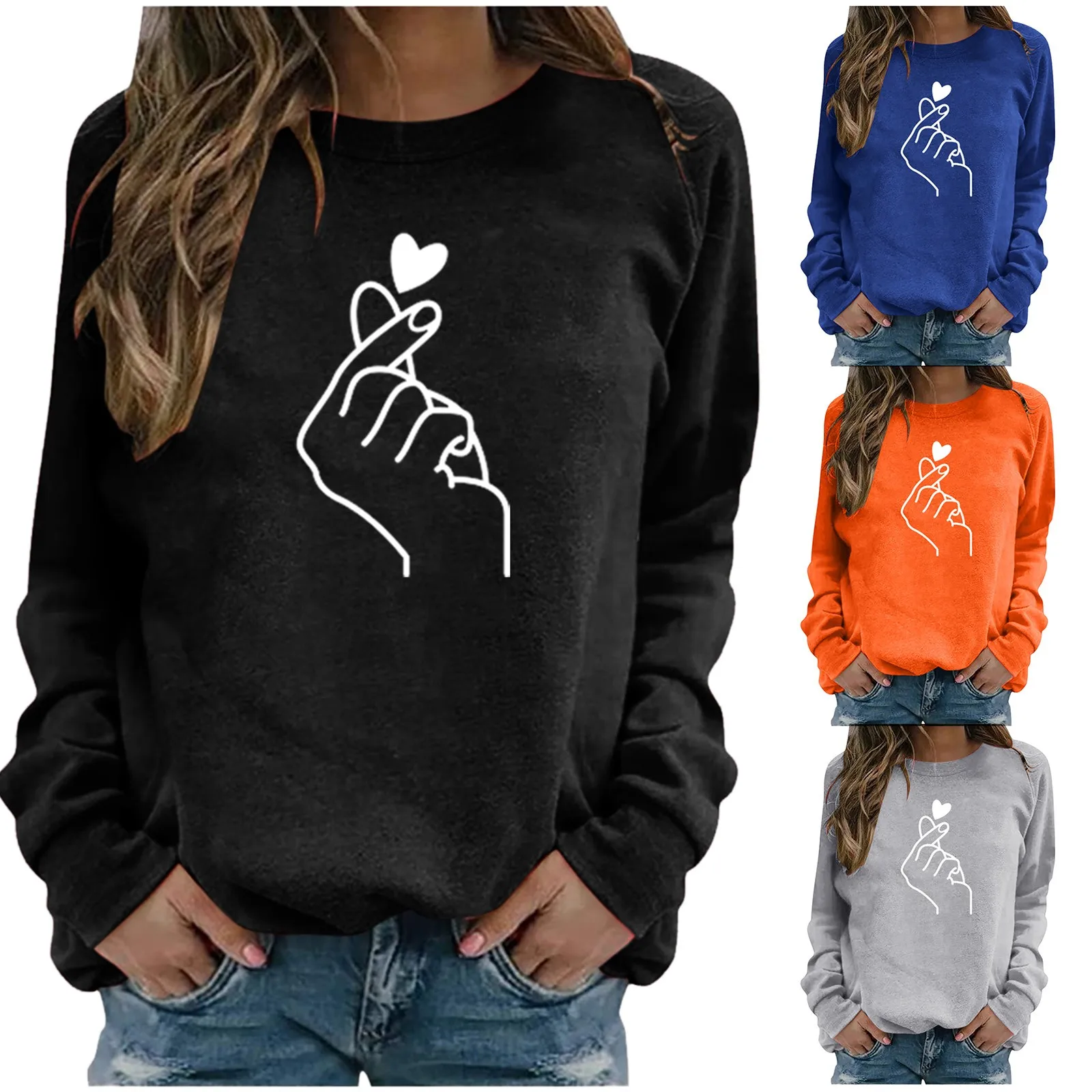 Tops Moletom Feminino Newly Blouses Women's Casual Long Sleeve Sweatshirts Give you love Print Pullover Sweatshirt