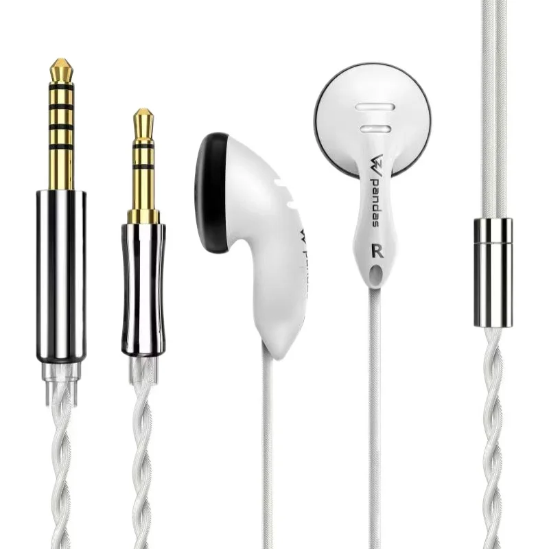 DQSM Audio Z&W Pandas PK2s Earbud In Ear Earphone Flat Head Plug Earplugs Headset HIFI Earbud 3.5 4.4mm Plug HiFi Headphones