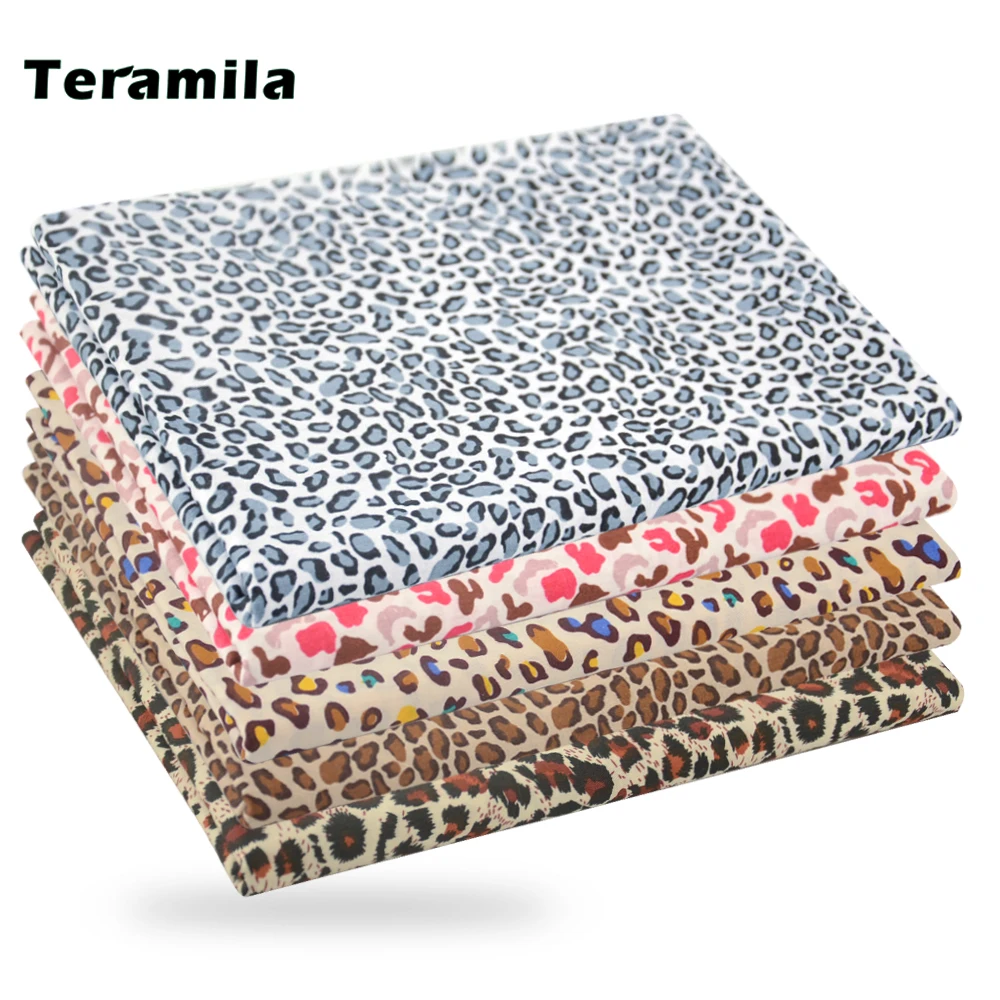 Teramila Leopard Pattern Print Arts Craft Twill Cotton 100% Fabrics for Sewing Cloth by Per Half Meters Handmade Dress Patchwork