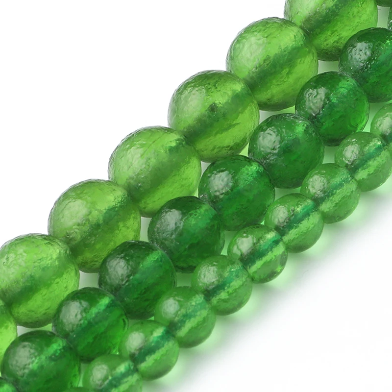 Matte Green Energy Moldavite Crystal Beads Czech Meteorite Glass Round Beads for Jewelry Making DIY Charm Bracelets 15''