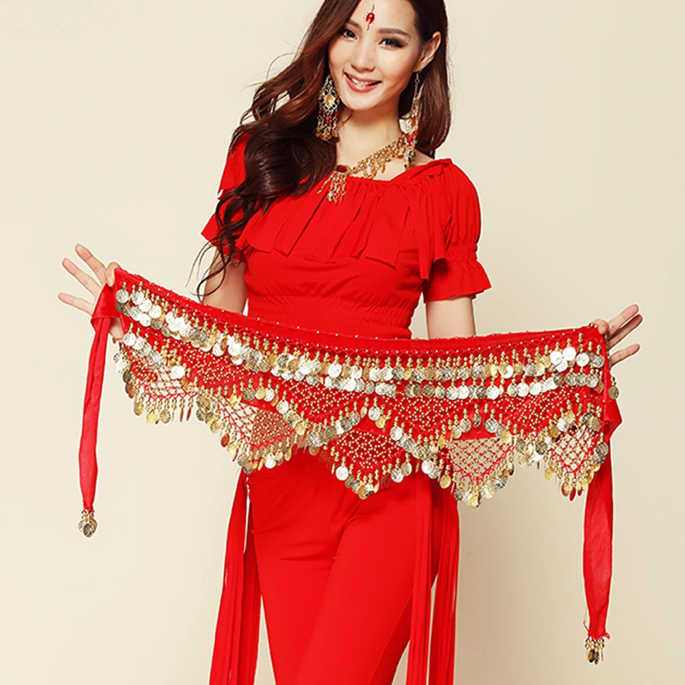 New Style Coins Belly Dance Waist Chain Hip Scarf BellyDance Loud Sounds Waist Belt, 9 Colors For your Choice