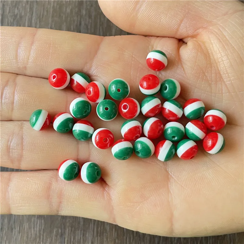 100pcs 8mm mixed batch of colorful resin national flag pattern DIY handmade necklaces bracelet spacer beads jewelry