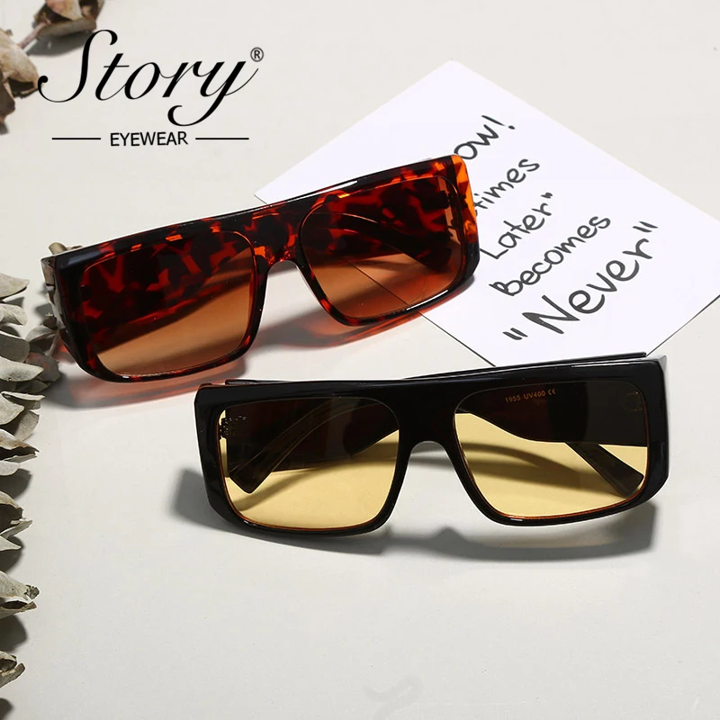 Story fashion Square Gradient Sunglasses Women Men 2020 Brand Designer Vintage Leopard Clear Frame Windproof Goggles S1955G