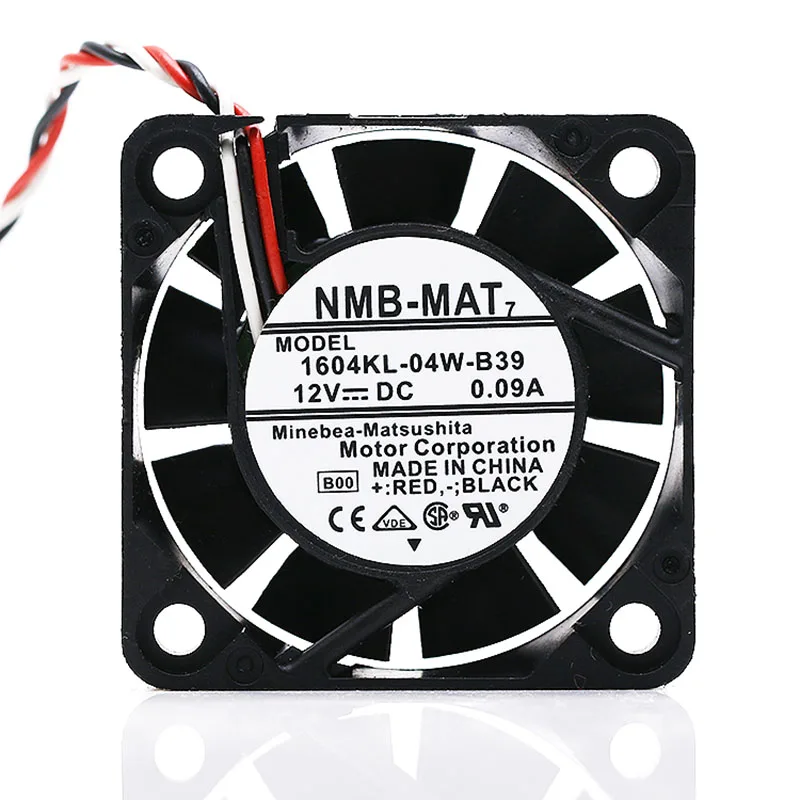 

NMB-MAT 1604KL-04W-B39 B00 DC 12V 0.09A 40x40x10mm 3-Wire Server Cooling Fan