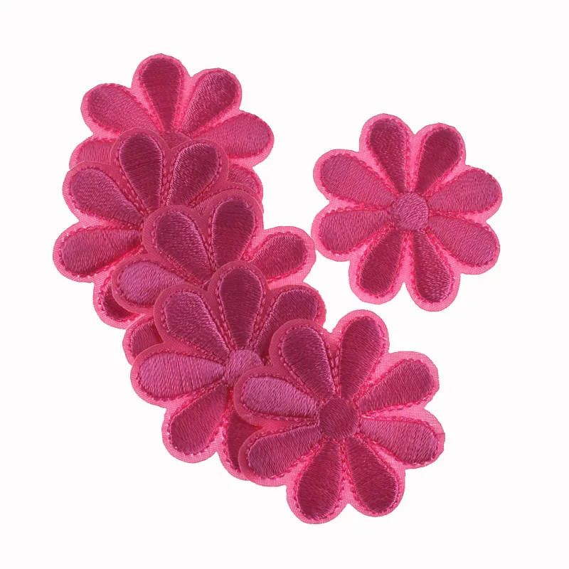 10Pcs Artificial Flower Embroidered Iron On Patches Badges Daisy Flowers Patch For Clothing Bag Jeans Hat Decoration 4.0cm