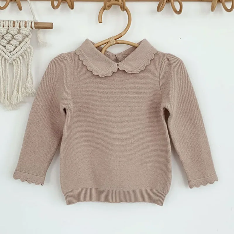 Spring Autumn Baby Kids Girls Long Sleeve Pure Color Knit Sweater New 2022 Baby Kids Girls Pullover Sweaters Children\'s Clothes