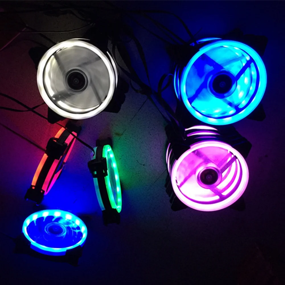 Rgb 케이스 팬 냉각 팬 120mm 3pin 다채로운 파란색 빨간색 유체 베어링 LED 컴퓨터 냉각 팬 라디에이터 히트 싱크